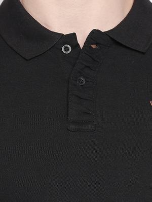 black solid polo t-shirt - 16611627 - Standard Image - 5