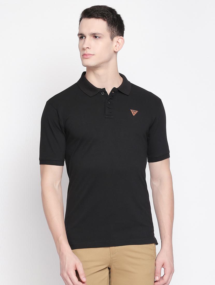 black solid polo t-shirt - 16611627 - Zoom Image - 1