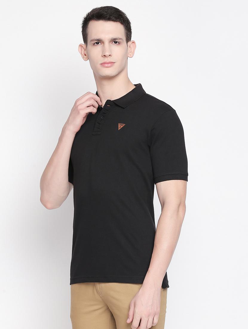 black solid polo t-shirt - 16611627 - Zoom Image - 2
