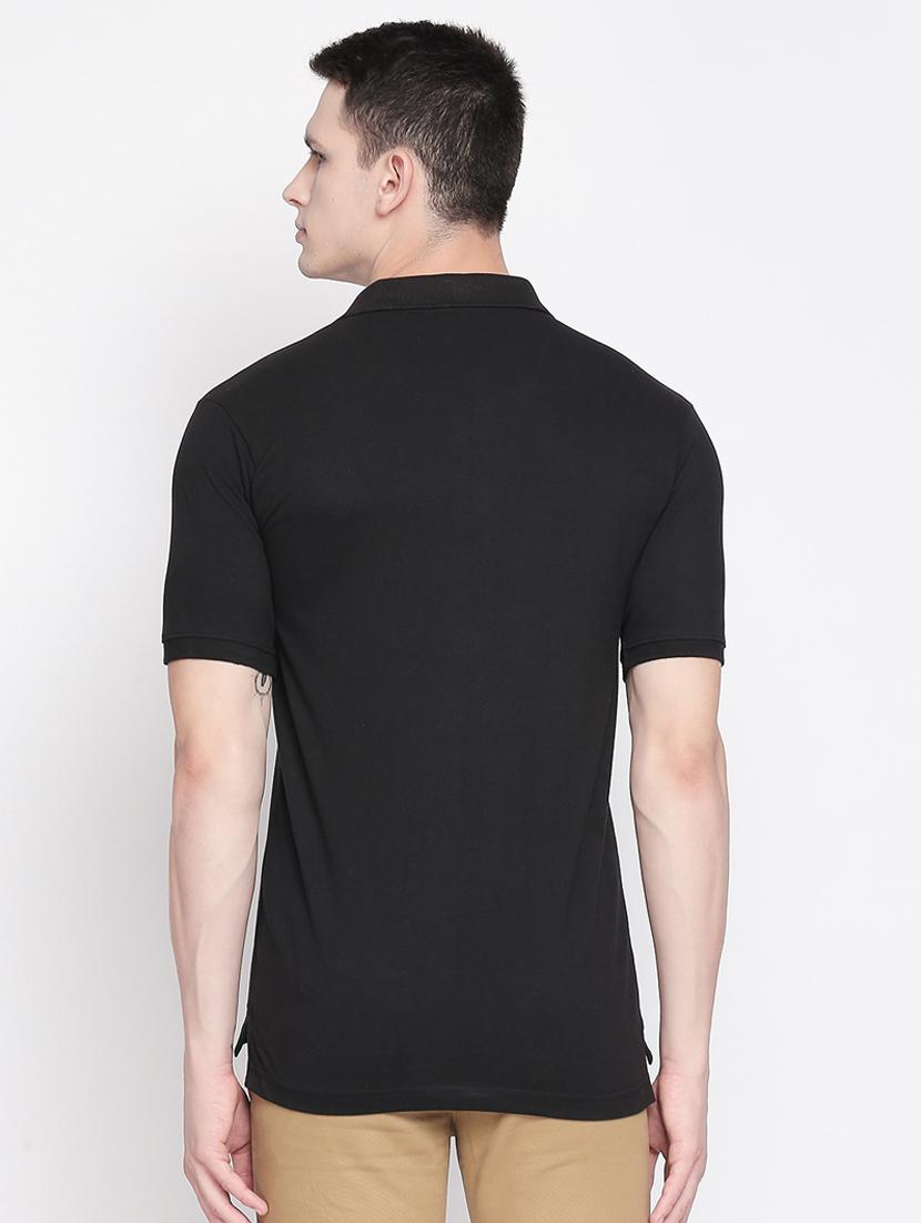 black solid polo t-shirt - 16611627 - Zoom Image - 3