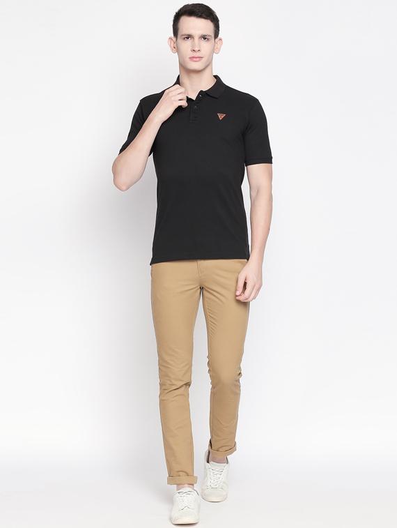black solid polo t-shirt - 16611627 - Zoom Image - 4