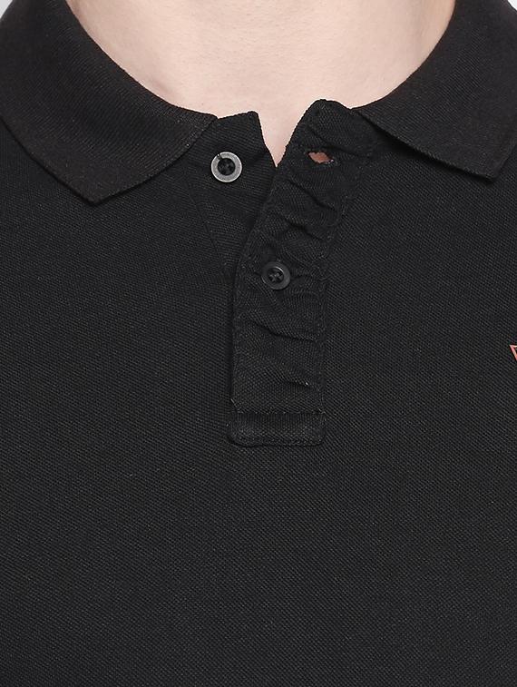 black solid polo t-shirt - 16611627 - Zoom Image - 5