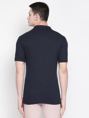 navy blue solid polo t-shirt - 16611632 - Standard Image - 3