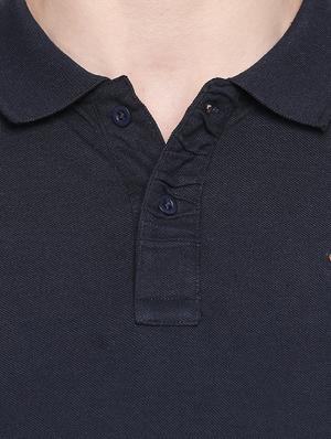 navy blue solid polo t-shirt - 16611632 - Standard Image - 5