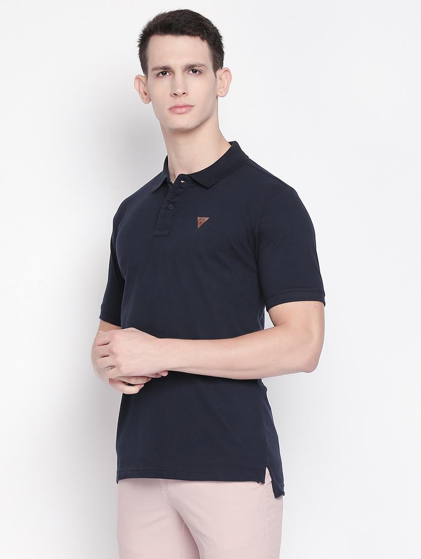 navy blue solid polo t-shirt - 16611632 - Zoom Image - 2