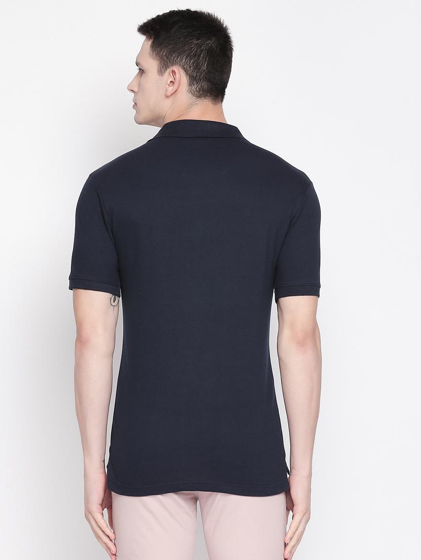 navy blue solid polo t-shirt - 16611632 - Zoom Image - 3