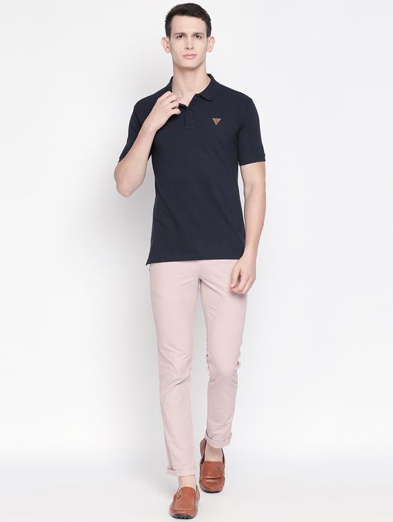 navy blue solid polo t-shirt - 16611632 - Zoom Image - 4