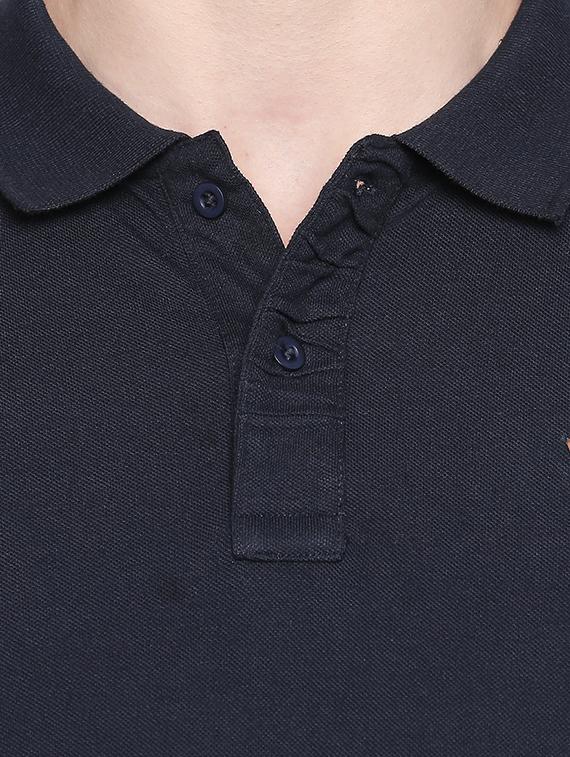 navy blue solid polo t-shirt - 16611632 - Zoom Image - 5