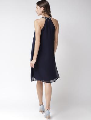 halter neck embroidered shift dress - 16611889 - Standard Image - 3