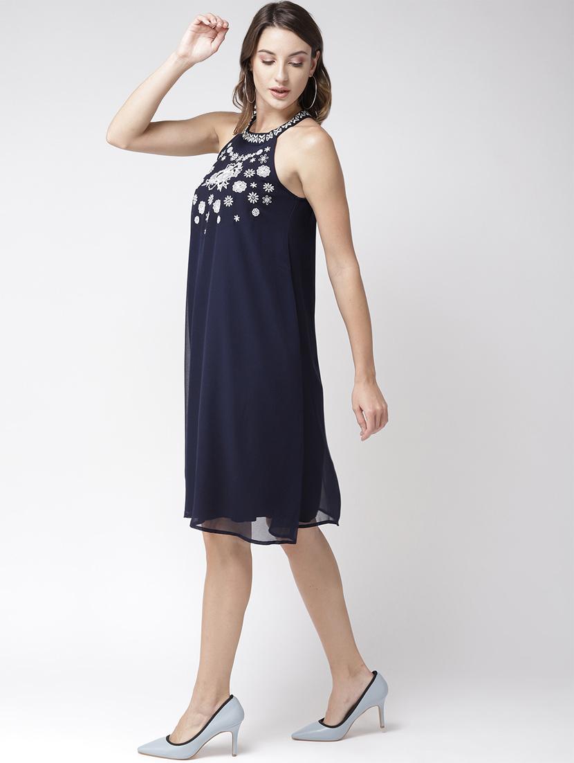 halter neck embroidered shift dress - 16611889 - Zoom Image - 2