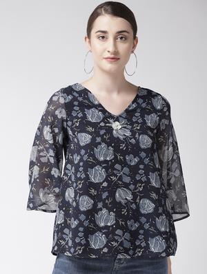 bell sleeved floral top - 16611895 - Standard Image - 2