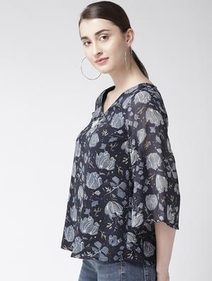 bell sleeved floral top - 16611895 - Standard Image - 3