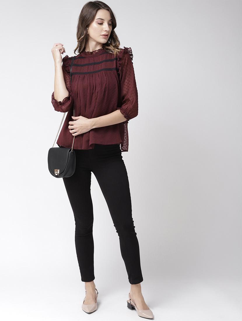 frill detail dobby top - 16611901 - Zoom Image - 1