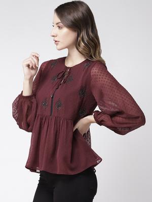 tie up neck bishop sleeved top - 16611903 - Standard Image - 3
