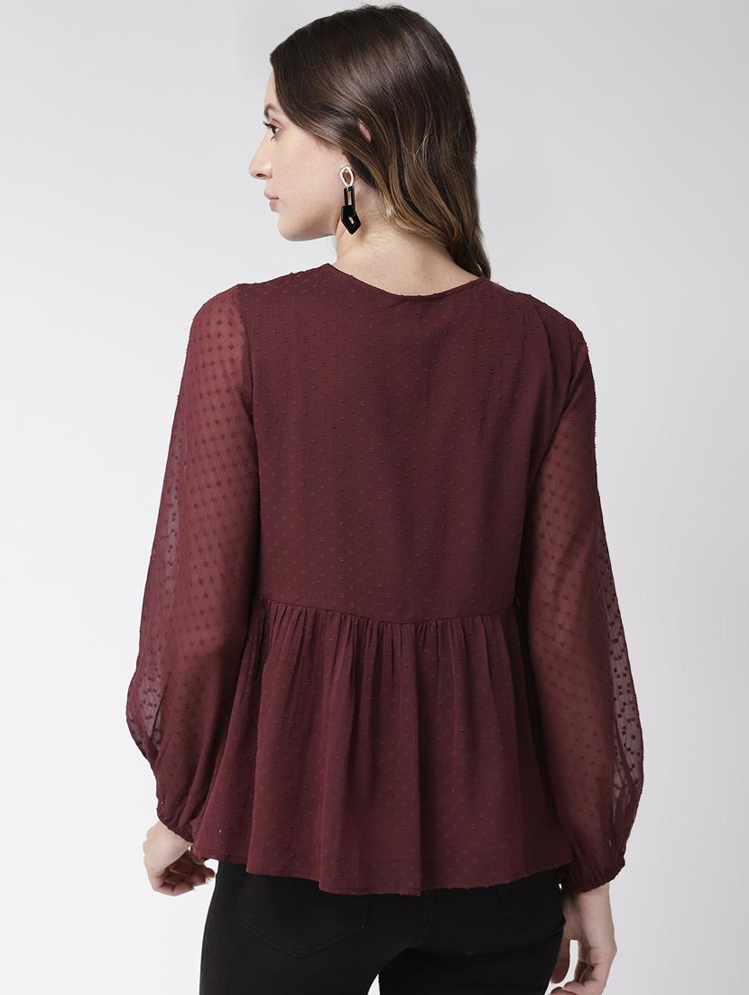 tie up neck bishop sleeved top - 16611903 - Zoom Image - 4