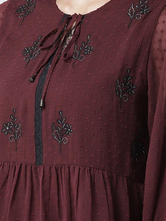 tie up neck bishop sleeved top - 16611903 - Zoom Image - 5