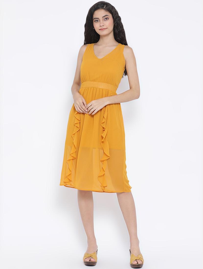 v neck ruffle detail a-line dress - 16611930 - Zoom Image - 1