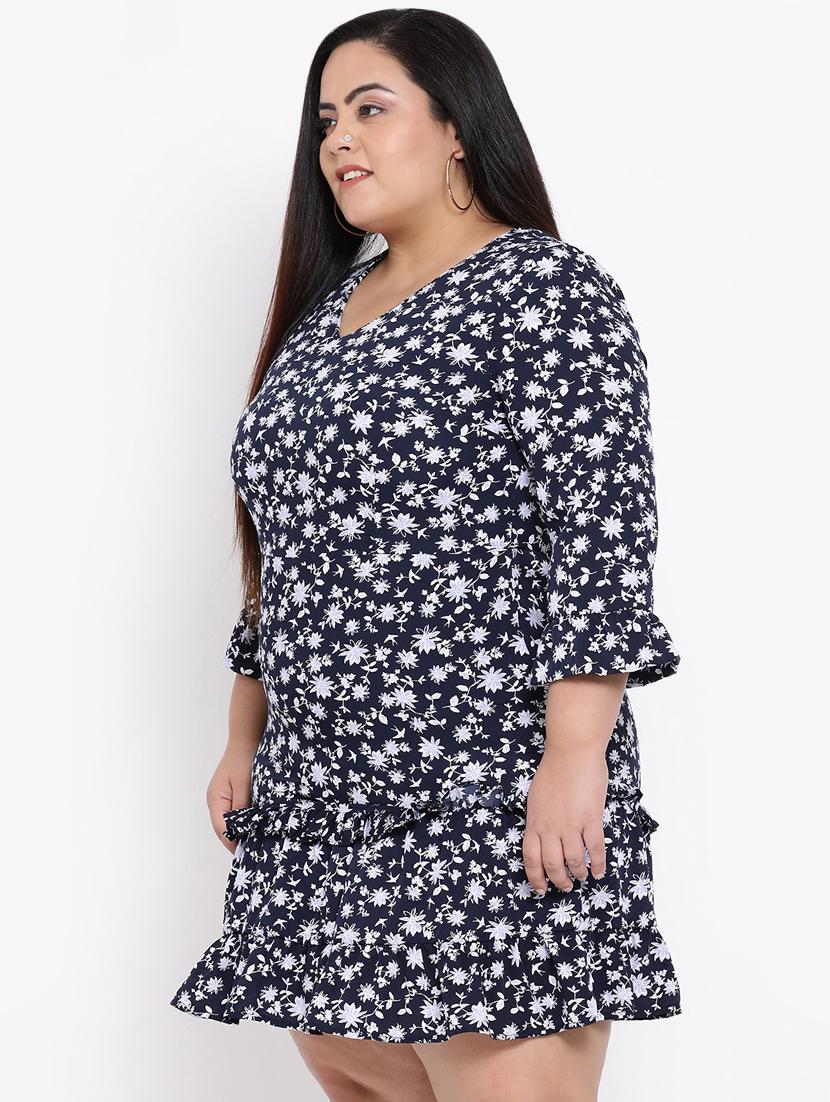 v neck floral a-line plus dress - 16611945 - Zoom Image - 2