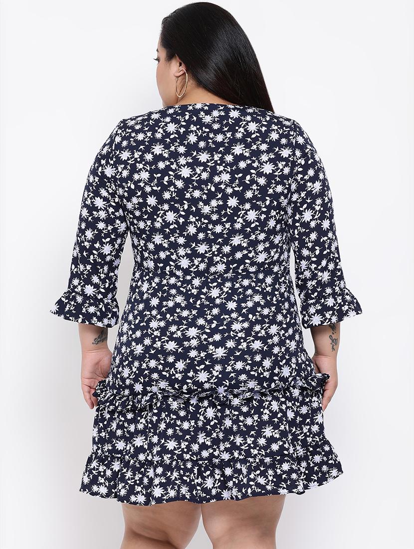 v neck floral a-line plus dress - 16611945 - Zoom Image - 3
