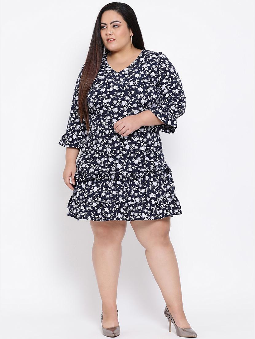 v neck floral a-line plus dress - 16611945 - Zoom Image - 4