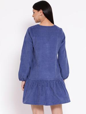 button detail bishop sleeved a-line dress - 16611952 - Standard Image - 3