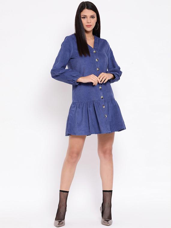 button detail bishop sleeved a-line dress - 16611952 - Zoom Image - 4