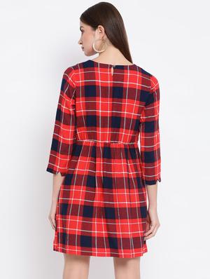 pleat detail checkered dress - 16611957 - Standard Image - 3