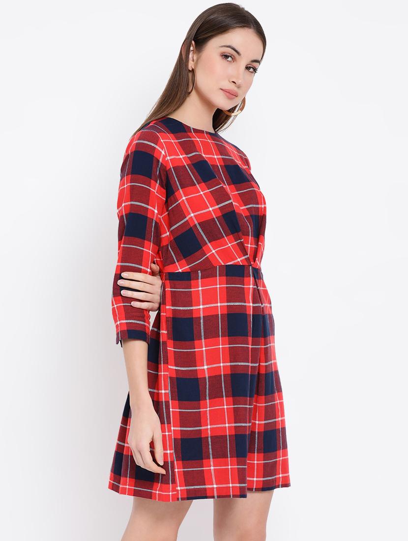 pleat detail checkered dress - 16611957 - Zoom Image - 2