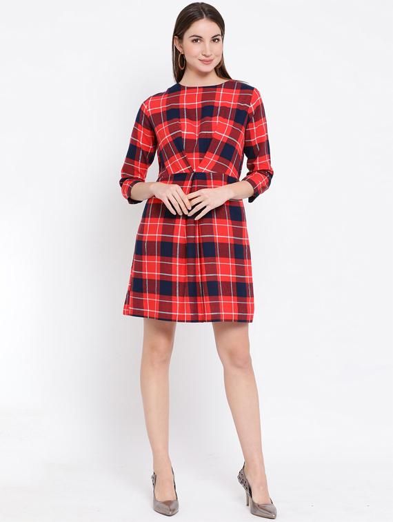 pleat detail checkered dress - 16611957 - Zoom Image - 4