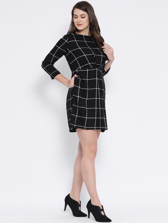 pleat detail checkered dress - 16611958 - Zoom Image - 4