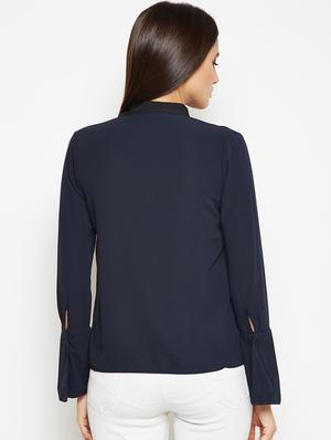 choker neck bell sleeved top - 16611966 - Standard Image - 3