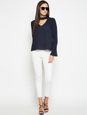 choker neck bell sleeved top - 16611966 - Standard Image - 4