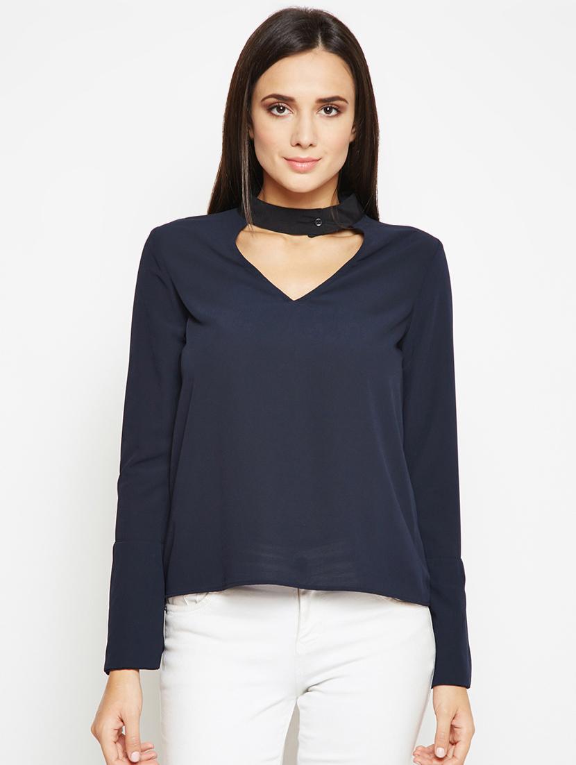 choker neck bell sleeved top - 16611966 - Zoom Image - 1