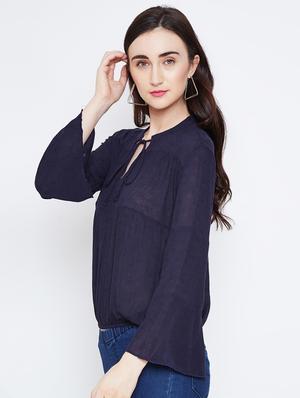 tie knot neck blouson top - 16611973 - Standard Image - 2