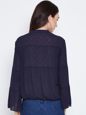 tie knot neck blouson top - 16611973 - Standard Image - 3