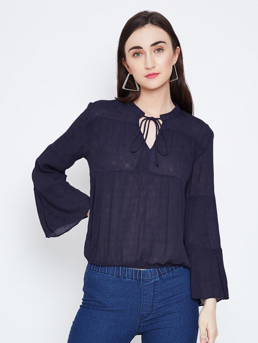 tie knot neck blouson top - 16611973 - Zoom Image - 1