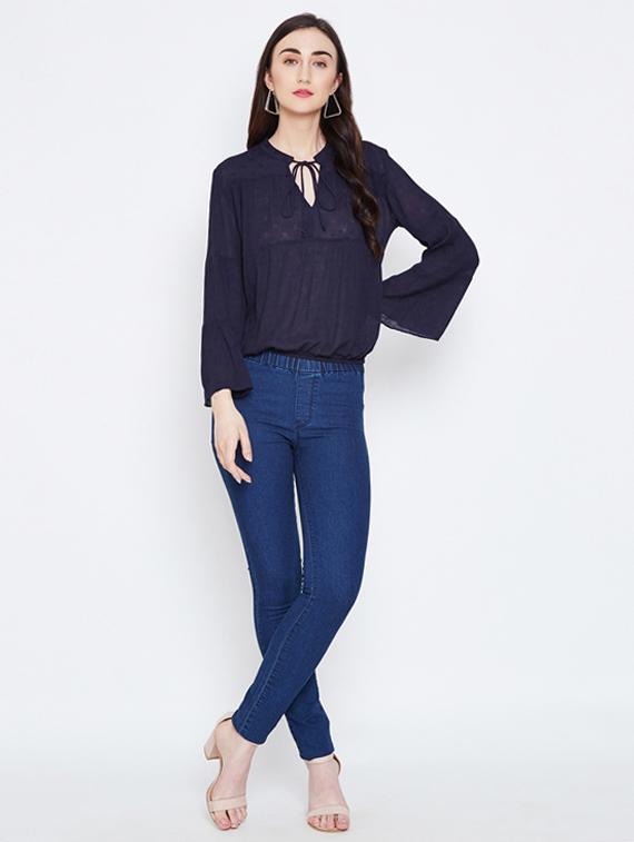 tie knot neck blouson top - 16611973 - Zoom Image - 4
