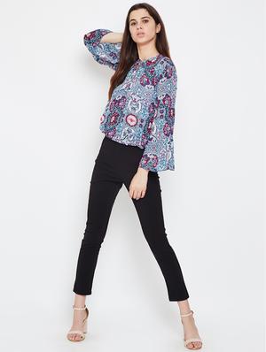 tie knot neck blouson top - 16611974 - Standard Image - 4