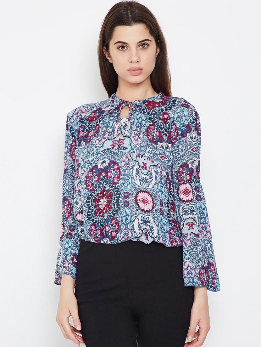 tie knot neck blouson top - 16611974 - Zoom Image - 1
