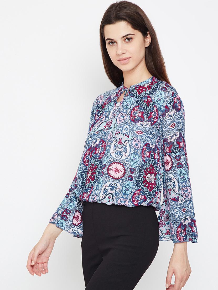 tie knot neck blouson top - 16611974 - Zoom Image - 2