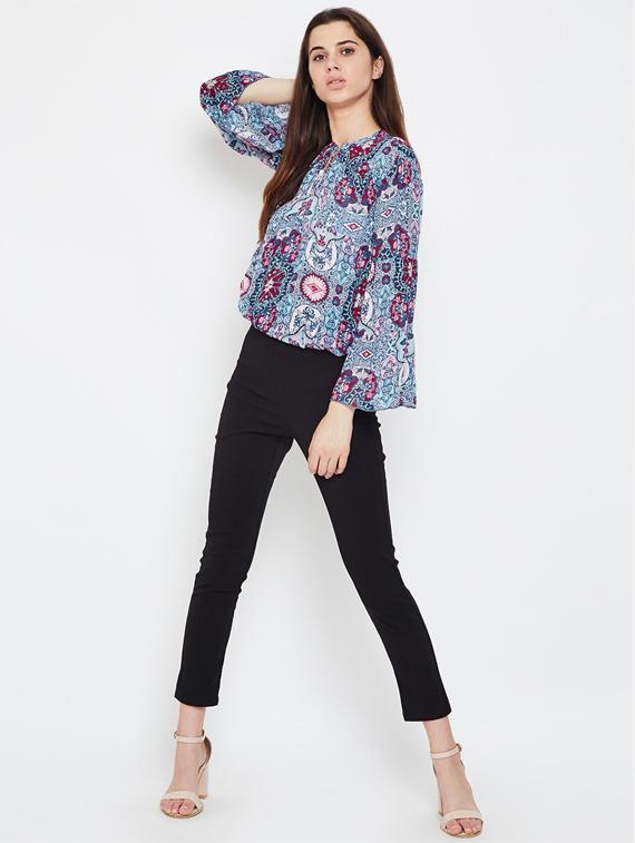 tie knot neck blouson top - 16611974 - Zoom Image - 4
