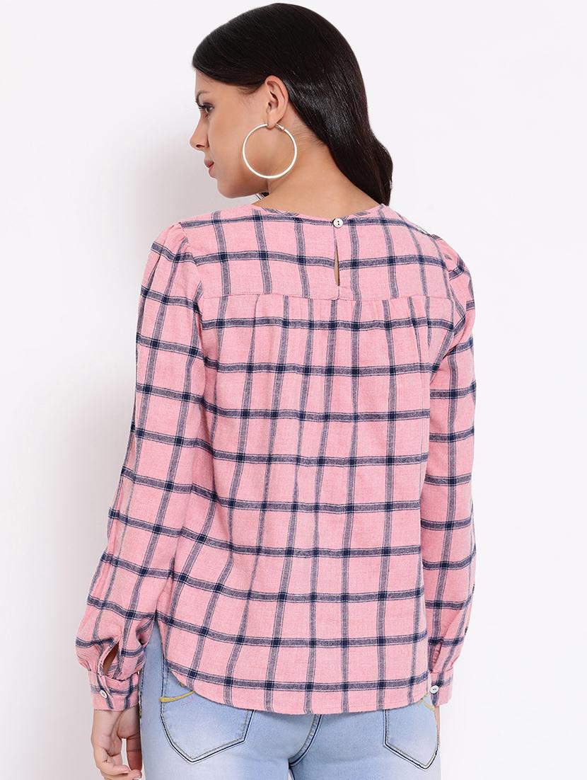 roll up sleeved checkered top - 16611995 - Zoom Image - 3