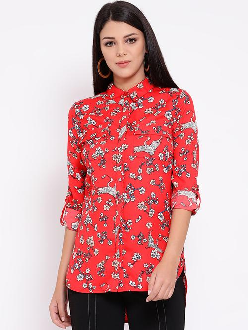 roll up sleeved floral shirt - 16612014 - Standard Image - 1
