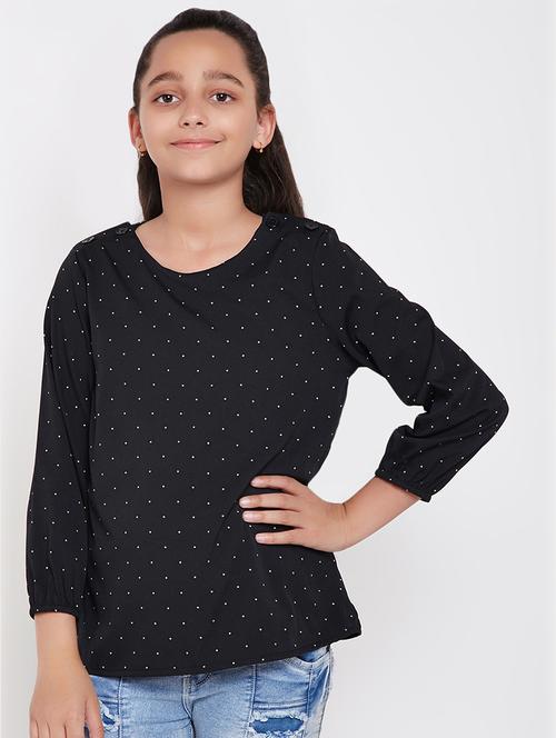 round neck polka dots top - 16612029 - Standard Image - 1