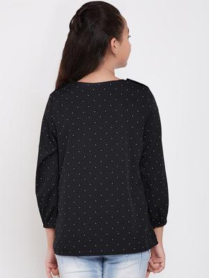round neck polka dots top - 16612029 - Standard Image - 3