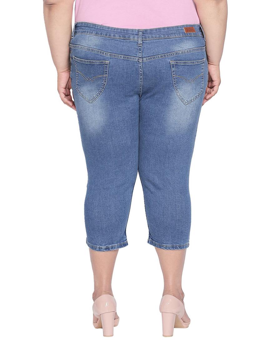 mid rise stone wash plus capri - 16612103 - Zoom Image - 3