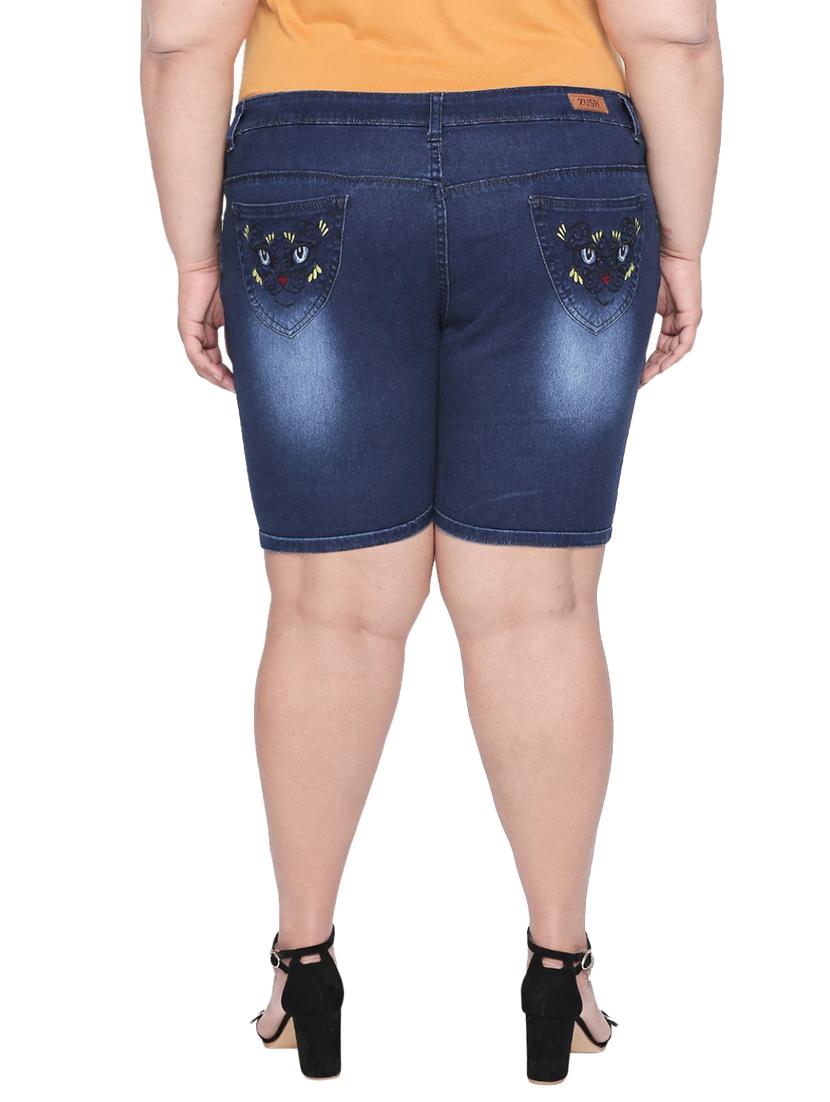 mid rise embroidered plus short - 16612118 - Zoom Image - 3