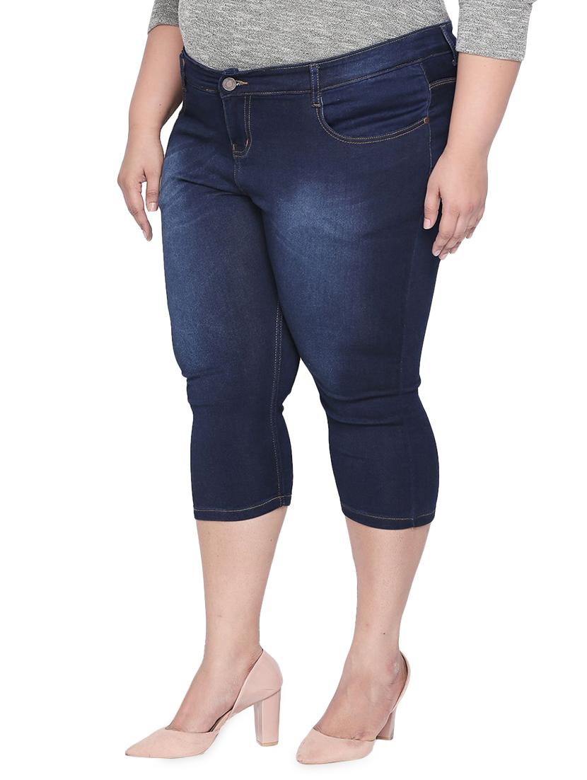 mid rise stone wash plus capri - 16612123 - Zoom Image - 2
