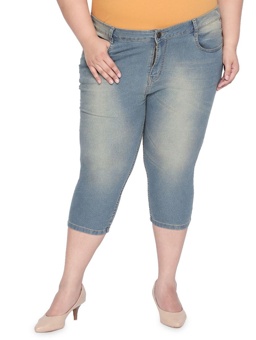 mid rise stone wash plus capri - 16612127 - Zoom Image - 1