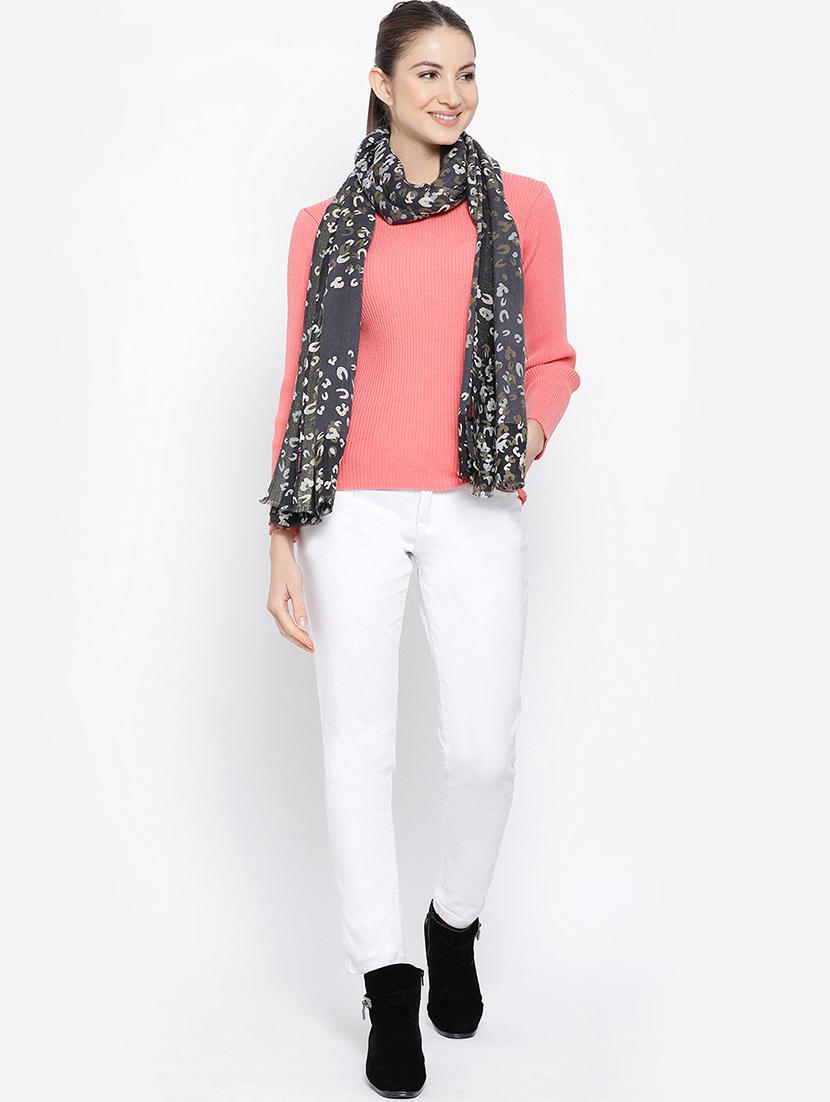 frayed hem floral stole - 16612320 - Zoom Image - 2
